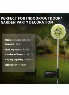 Y&D Solar Lights Outdoor Decorative, 2 PCS 16 LED Dandelion Garden Waterproof String Stake IP65 Colorful for Yard, Lawn, Pathway and Wedding  - Image 3