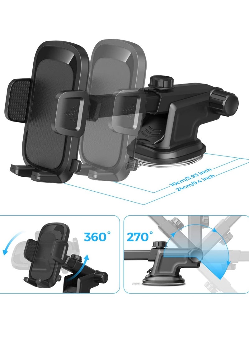 Car Phone Holder, Air Vent Mount, Dashboard Phone Holder Auto Suction Cup for Windshield/Smooth Desktop/Tile Wall, 360° Rotation&Extended Arm, Compatible with iPhone, Samsung, All 4''-7'' - Image 3