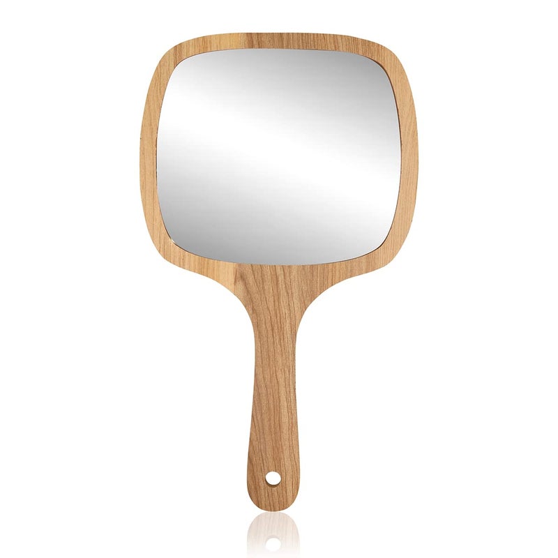 Victor Enterprises Wooden Handheld Beauty Makeup Mirror Set of 2 Round 105 inch Square 1075 Inch Hand Mirror Salon Mirror Dressing Table Mirror Shaving Mirror Travel Mirror - Image 2