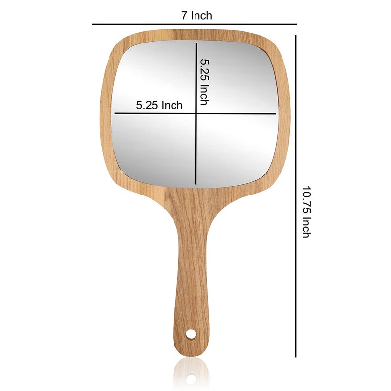 Victor Enterprises Wooden Handheld Beauty Makeup Mirror Set of 2 Round 105 inch Square 1075 Inch Hand Mirror Salon Mirror Dressing Table Mirror Shaving Mirror Travel Mirror - Image 3