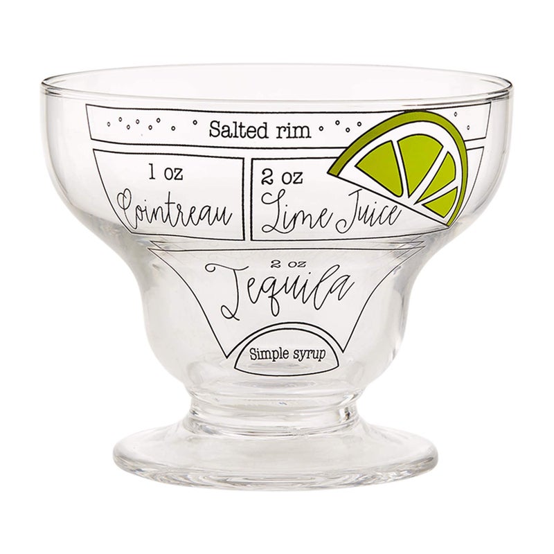 mud pie Mud Pie Stemless Margarita Glass with Ingredients 6 Piece Set Clear 