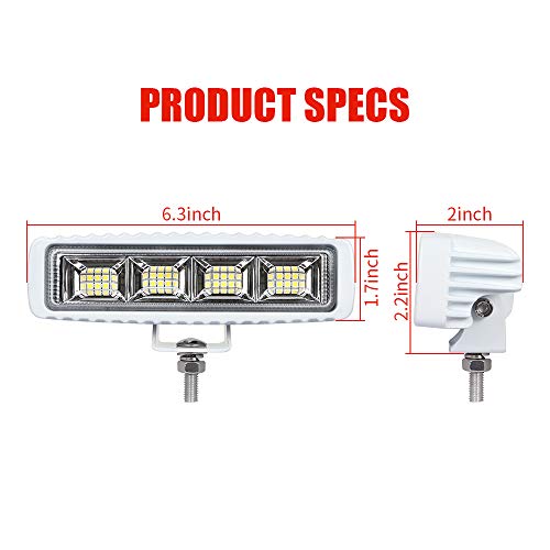 EXZEIT Led Boat Lights with Wiring, 2pc 72W Deck/Dock Marine Lights 4000LMS 150°Flood Light, 6.3inch, 12/24 V Led Light Bar - Image 4