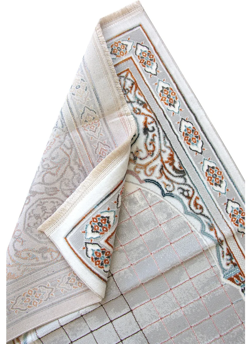 İhvan Online Ihvan Online Luxury Dowry Carpet Type Woven Prayer Rug Gray
