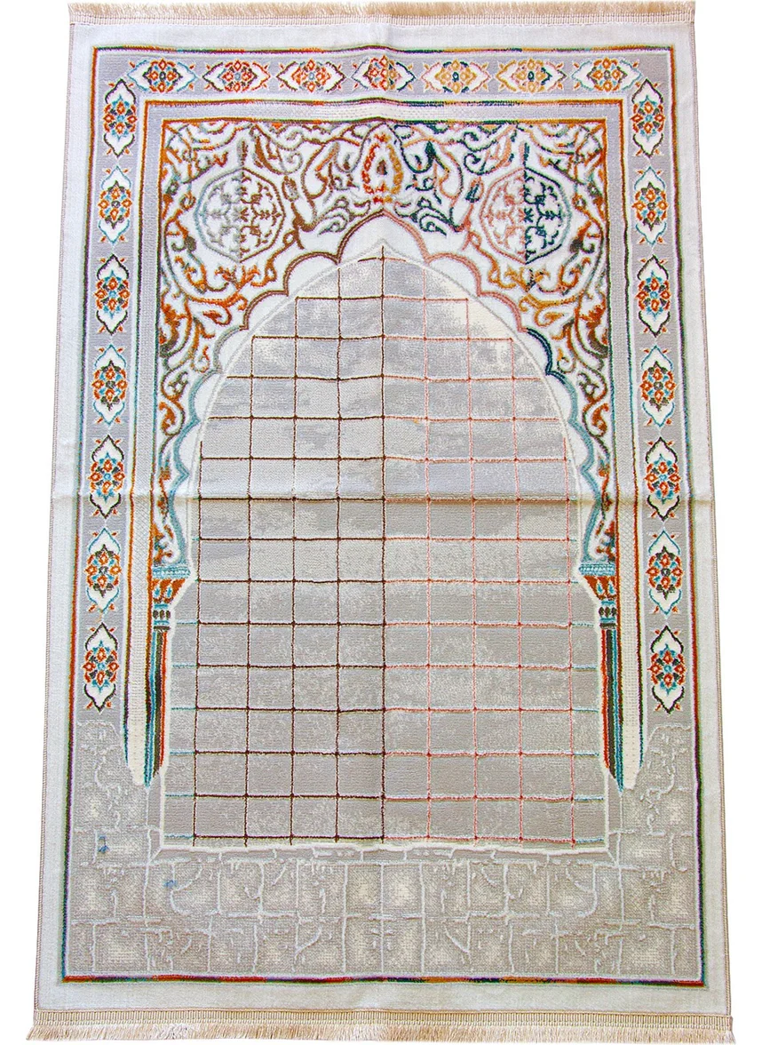 İhvan Online Ihvan Online Luxury Dowry Carpet Type Woven Prayer Rug Gray