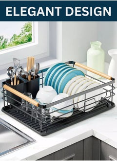 RACK STORE KITCHEN DISH RACK, COUNTERTOP PLATE RACK WITH DRAIN TRAY  - Image 1