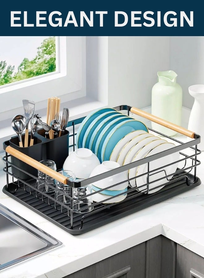 RACK STORE KITCHEN DISH RACK, COUNTERTOP PLATE RACK WITH DRAIN TRAY  - Image 1