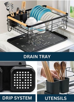RACK STORE KITCHEN DISH RACK, COUNTERTOP PLATE RACK WITH DRAIN TRAY  - Image 2