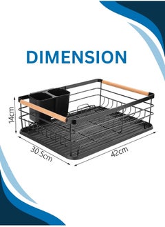 RACK STORE KITCHEN DISH RACK, COUNTERTOP PLATE RACK WITH DRAIN TRAY  - Image 5