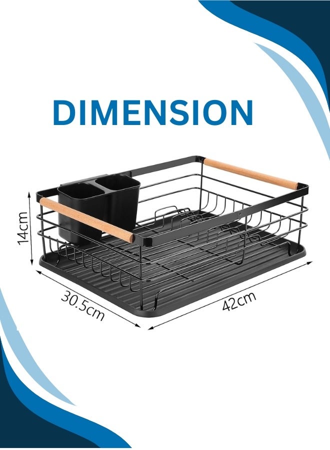 RACK STORE KITCHEN DISH RACK, COUNTERTOP PLATE RACK WITH DRAIN TRAY  - Image 5