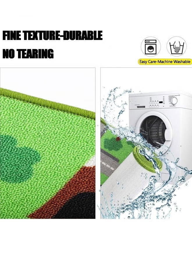 Berma Baby سجادة لعب للأطفال عليها خريطة حركة المرور في المدينة، سجاد لغرفة المعيشة، مسار سيارة، ديكور غرفة النوم، سجادة لعب للأطفال، سجادات أرضية غير قابلة للانزلاق - Image 4