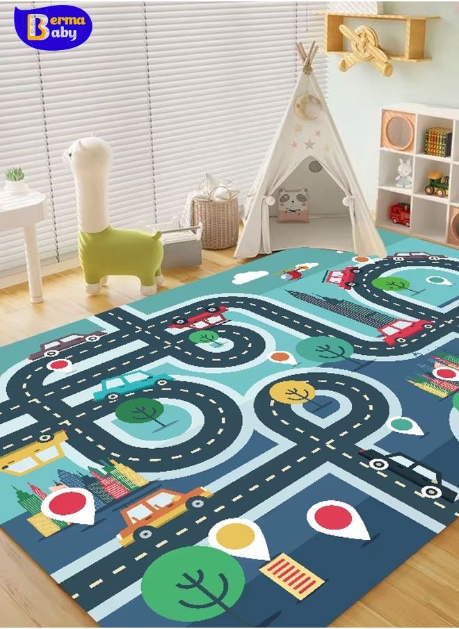 Berma Baby Baby Play Mat City Traffic Road Map Carpets for Living Room Car Track Bedroom Decoration Rug Children Kids Play Mat Non Slip Floor Mats  - Image 1