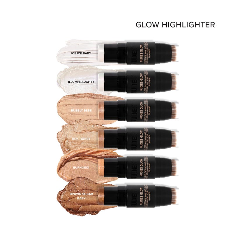 Nudestix Nudies Glow Highlighter Stick â€“ Multi-Use Cream Highlighter for Cheeks, Eyes & Body with Built-In Brush | Dewy, Radiant Finish | Clean, Vegan & Travel-Friendly Makeup (Bubbly Bebe) - Image 4