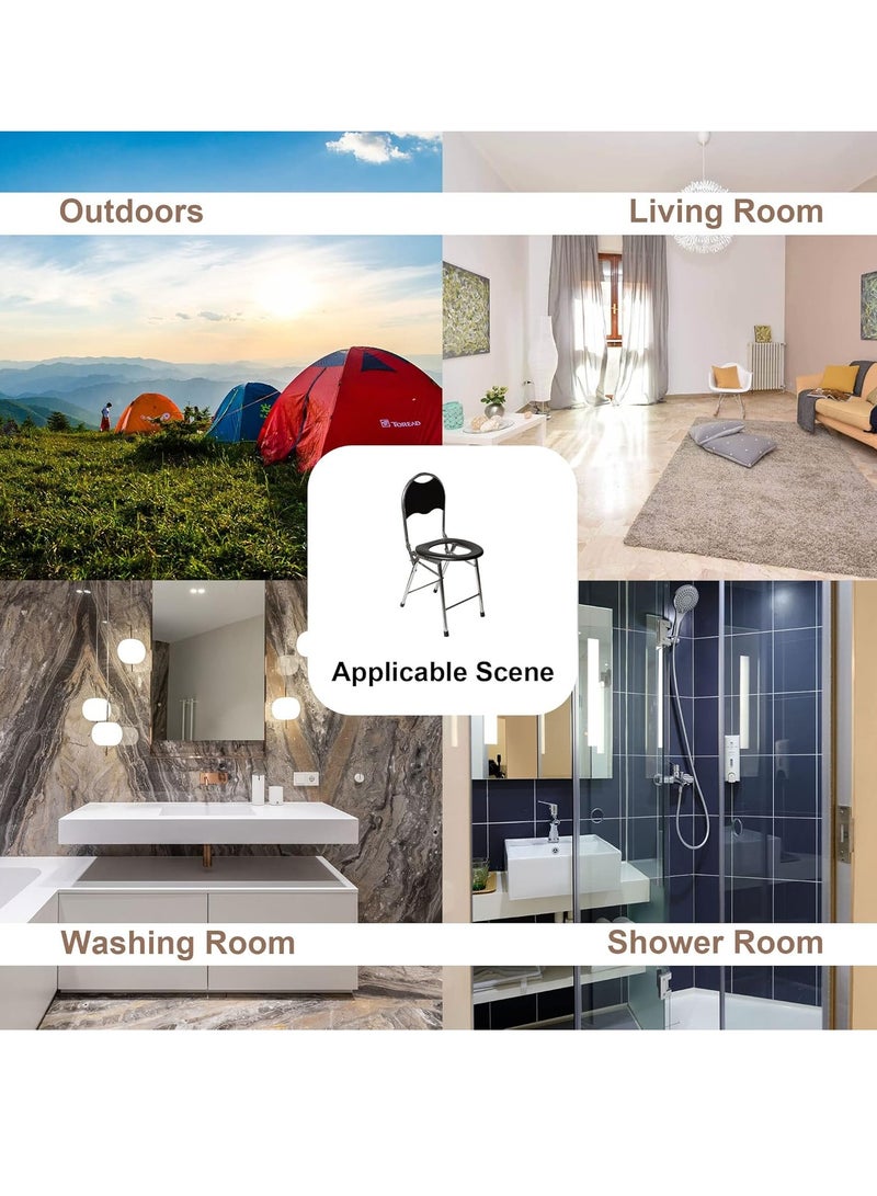 CHU DAI Portable Toilet Commode Chair, Portable Camping Toilet for Adults, Bedside Commodes, Stainless Steel Porta Potty with Backrest for Adults Suitable for Trips - Image 3