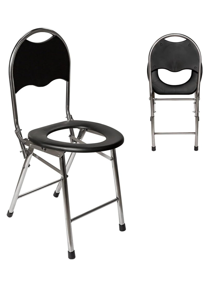 CHU DAI Portable Toilet Commode Chair, Portable Camping Toilet for Adults, Bedside Commodes, Stainless Steel Porta Potty with Backrest for Adults Suitable for Trips - Image 1