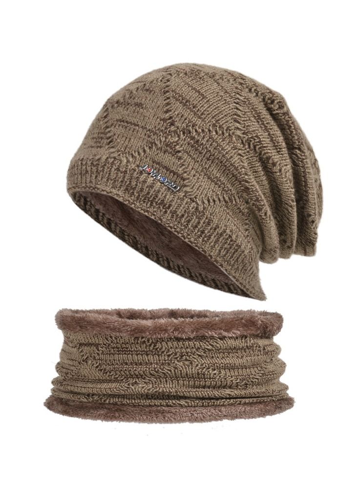 Loquat Winter Padded Set Cap Knitted Hat Scarf 2-Piece Set 