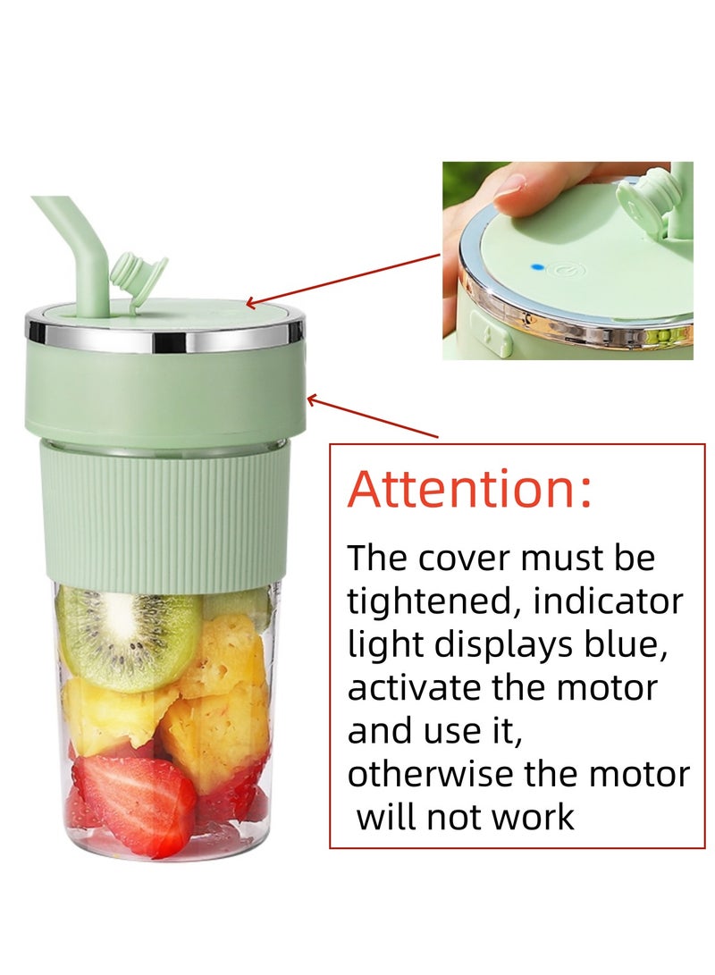 Portable Juicer Cup, Electric USB Rechargeable 350ml Blender Cup with 6 Sharp Blades, Personal Mixer Cup Juicer Bottle with Straw, for Travel Picnic Office Gym (K1 White 350ml) - Image 3