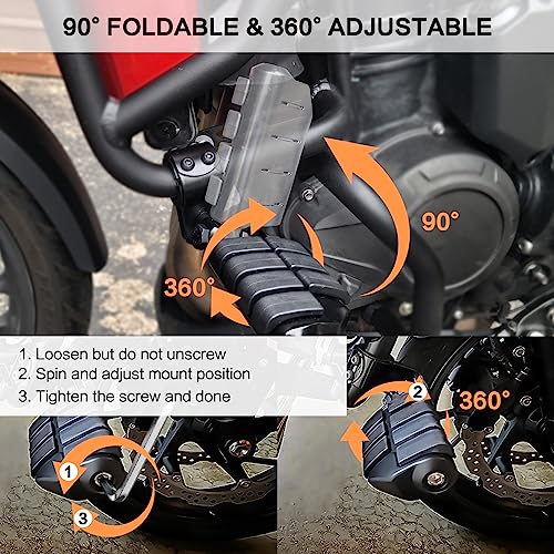 VG MOTO VGMOTO Motorcycle 1.25" Highway Footpegs Adjustable Foot Pegs Footrests with Clamps Mounts kit Compatible with Harley Touring Sportster Softail Road Glide Street Glide with 1 1/4 inch Engine Guard - Image 2