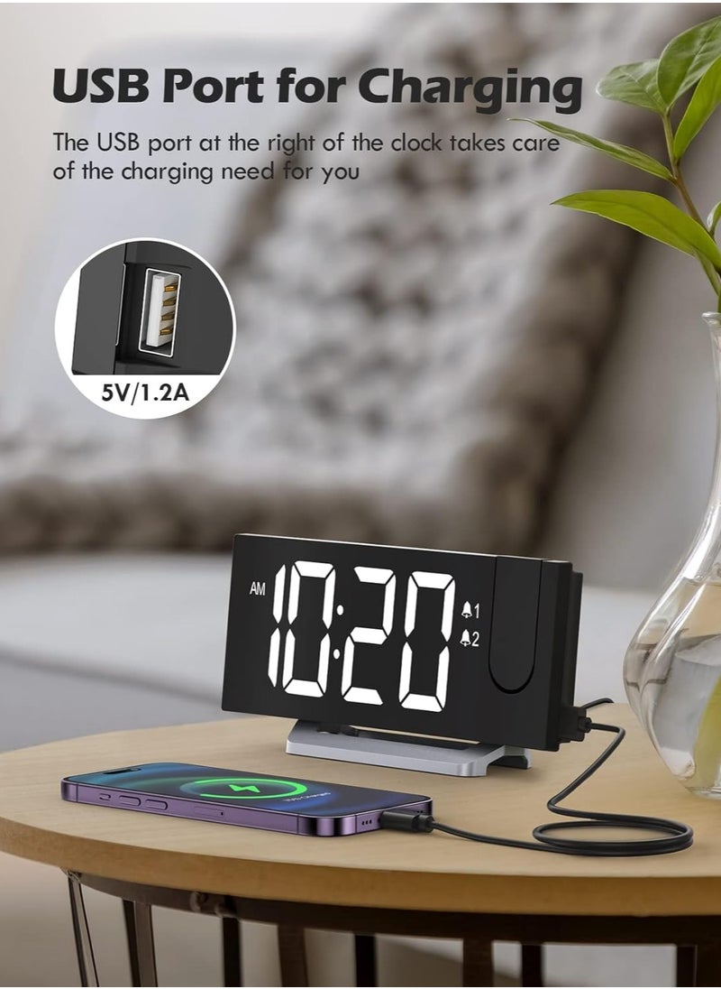 Generic Projection Alarm Clock with FM Radio, Dual Alarms, 30 Preset Stations, Sleep Timer, 5 Alarm Sounds, Dimmer and Snooze Function, HD LED Curved Screen, Digital Clock for Bedroom  - Image 5