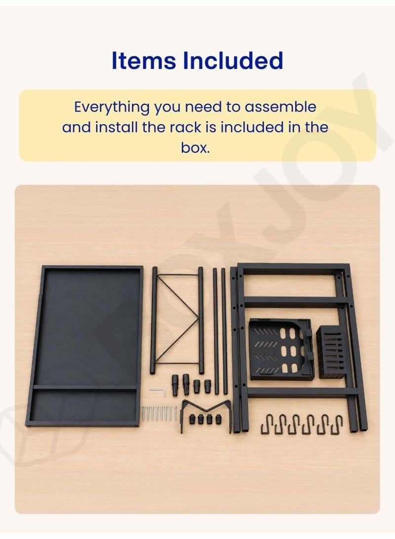 BOXJOY حامل فرن ميكروويف معدني قابل للتمديد من بوكس ​​جوي لمنصة المطبخ والخزانة - Image 4