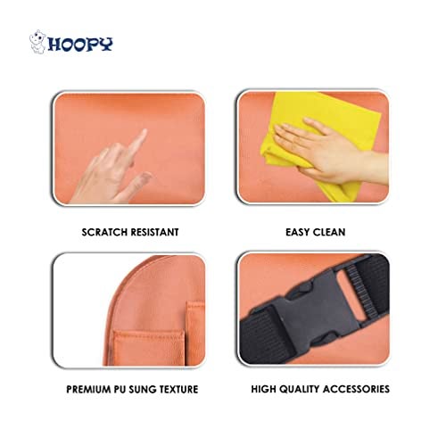 HOOPY PU Leather Auto Car Back Seat Organizer, Multipocket Storage Tablet, Bottle and Tissue Paper Holder_Tan - Image 3