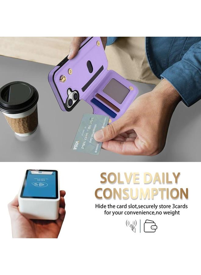 اس-توب جراب هاتف iPhone 16 مع مشبك مزدوج وفتحات للبطاقات مع حبل - Image 5