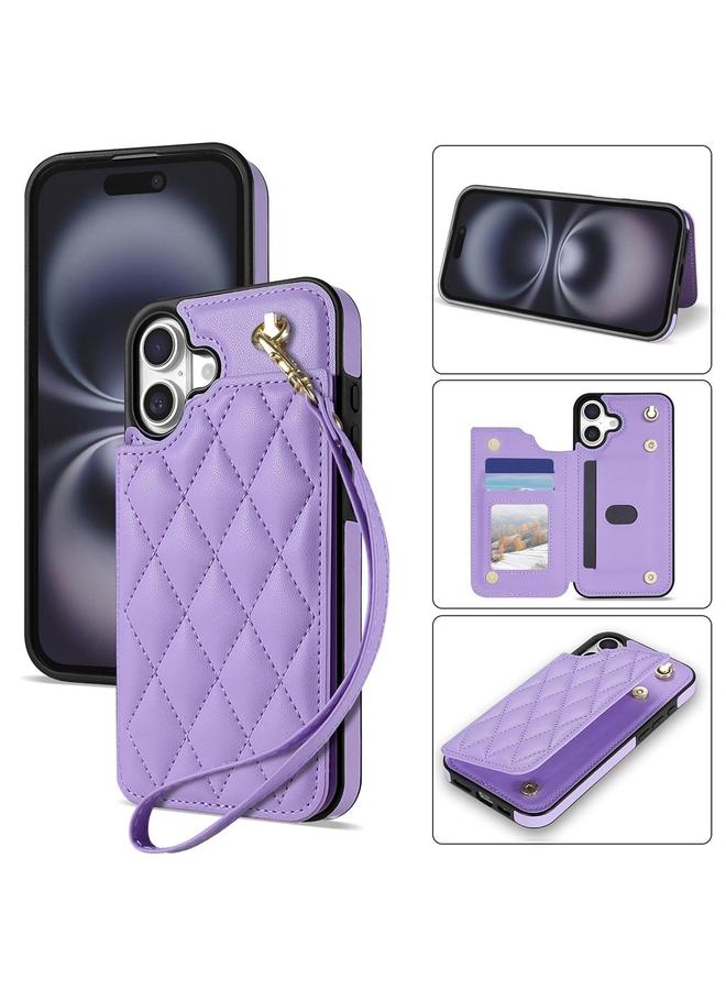 اس-توب جراب هاتف iPhone 16 مع مشبك مزدوج وفتحات للبطاقات مع حبل - Image 1