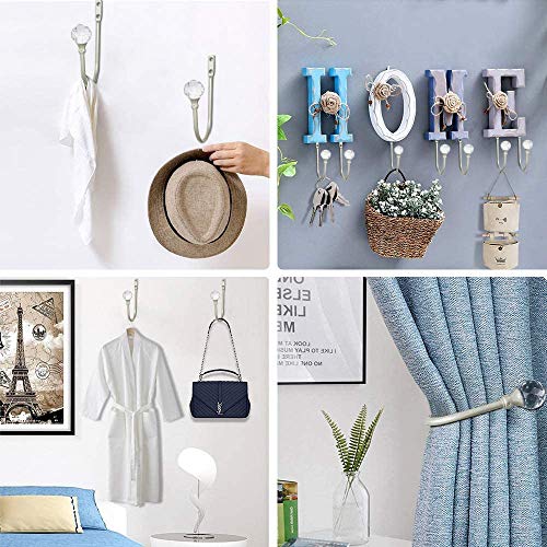 KOLAKO Curtain Drapery Holdback, Decorative Drapery Tieback Hooks with Crystal Ball, U Shaped Curtain Holders Wall Mounted Curtain Holdback, Heavy Duty Window Treatment Holdbacks for Home Decor 1 Pair Silve - Image 5