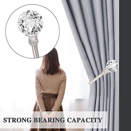 KOLAKO Curtain Drapery Holdback, Decorative Drapery Tieback Hooks with Crystal Ball, U Shaped Curtain Holders Wall Mounted Curtain Holdback, Heavy Duty Window Treatment Holdbacks for Home Decor 1 Pair Silve - Image 4