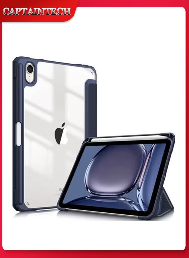 Captaintech iPad mini 6 Case (8.3” 2021) – Clear Transparent Cover with Apple Pencil Holder, Charging u0026 Auto Wake/Sleep (Blue) ﻿ - Image 1