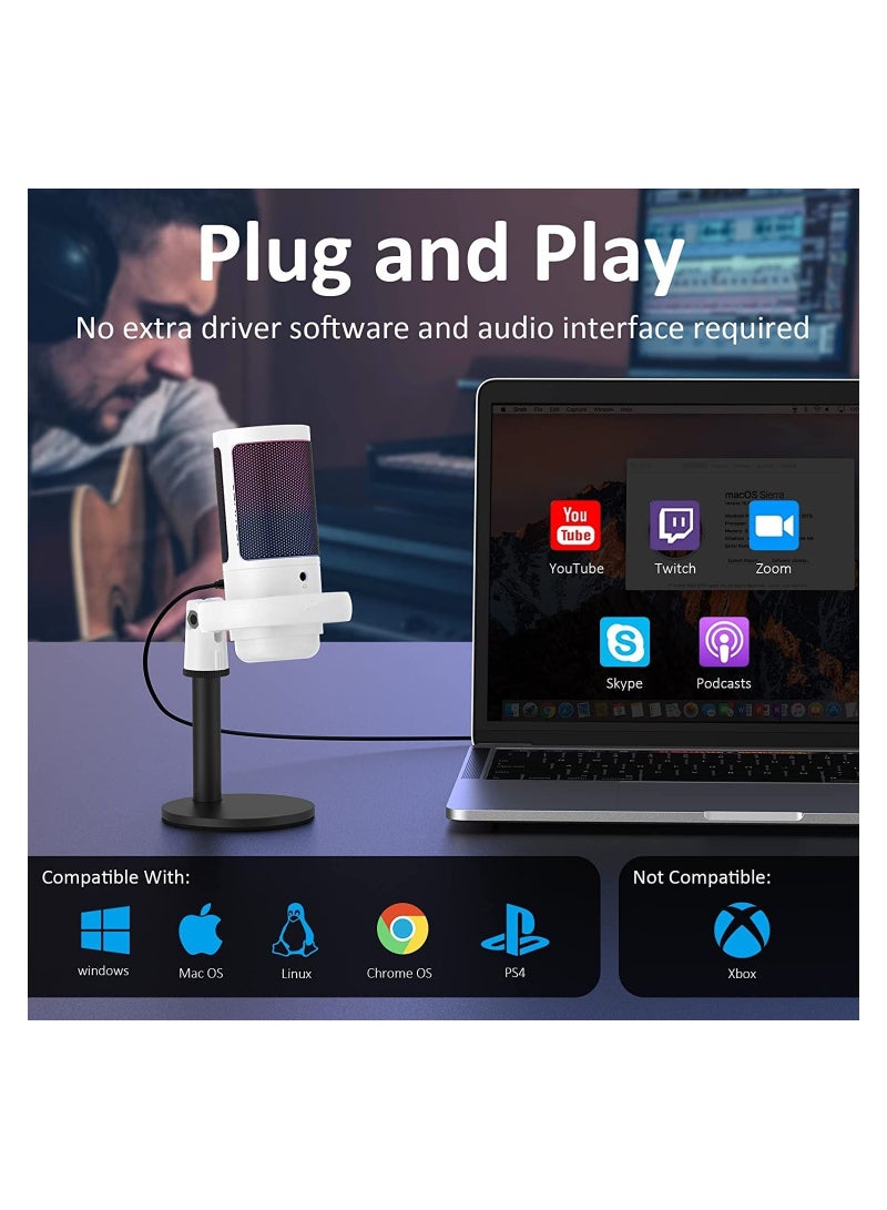 عام ميكروفون الألعاب، ميكروفون مكثف RGB لألعاب الرياضات الإلكترونية مع قابس USB. - Image 5