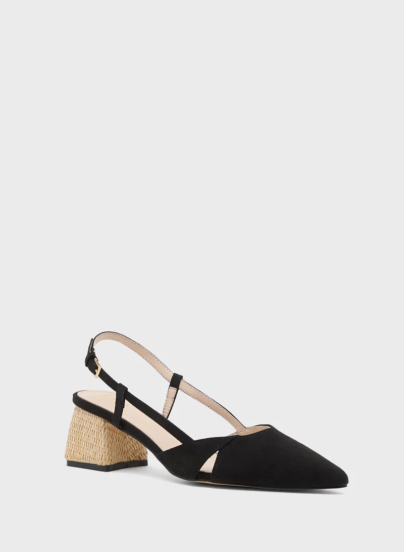 ELLA Slingback Pump With Raffia Heel