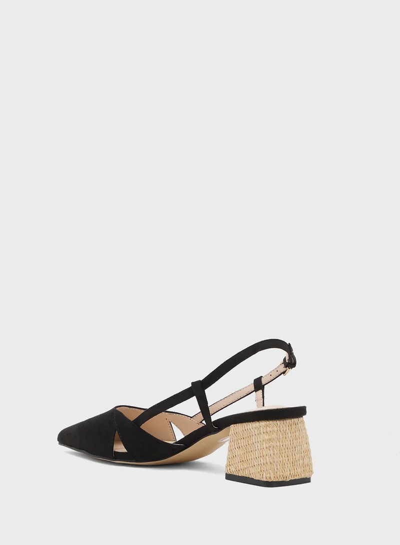 ايلا Slingback Pump With Raffia Heel