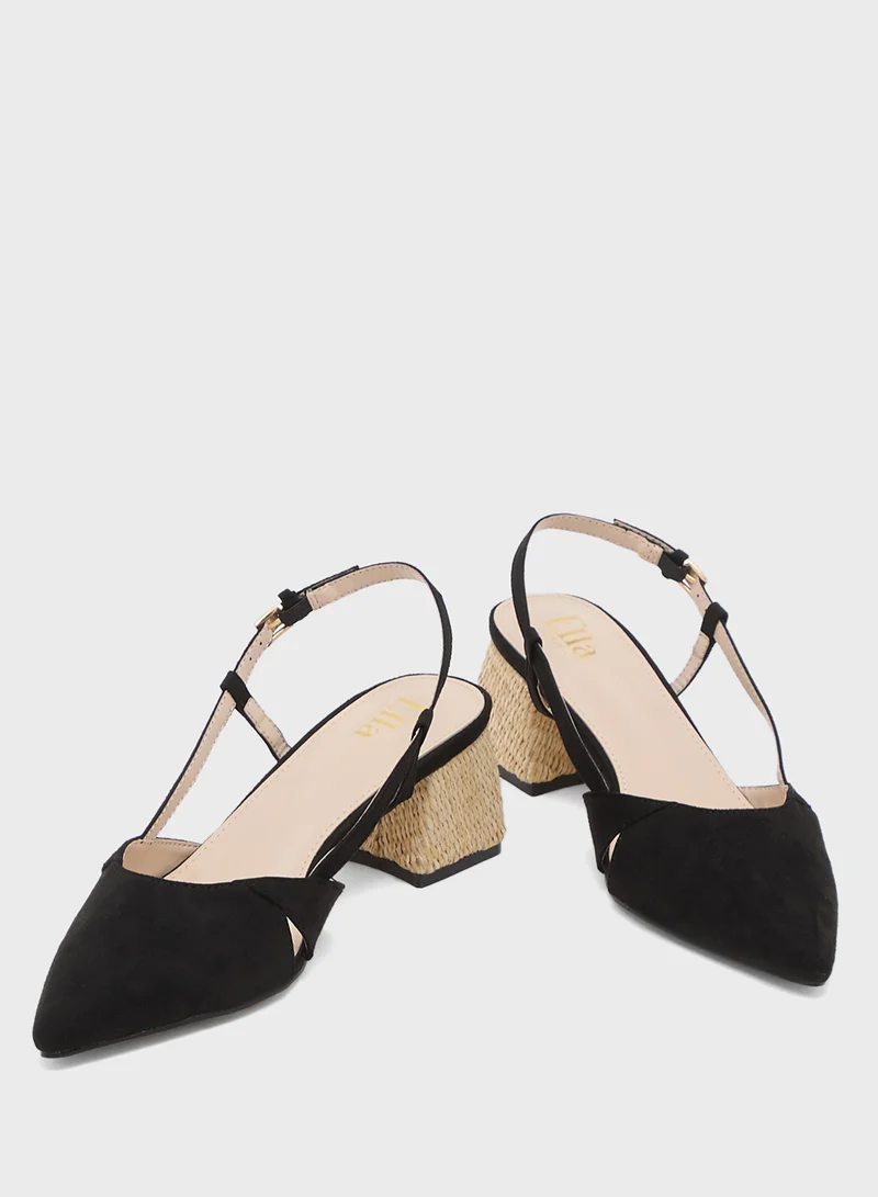 ELLA Slingback Pump With Raffia Heel