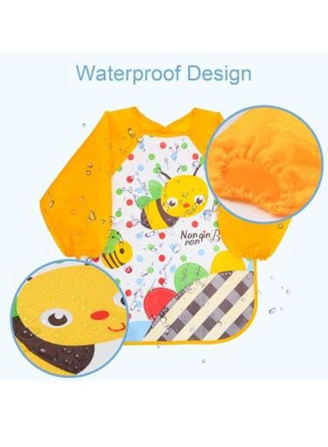 Super ZYouth 2 Pieces Baby Long Sleeve Bibs, Toddler Feeding Waterproof Bibs with Great Capacity Pocket, Infant Smock Shirt Bib for Eating, Painting, Playing, Travel - Image 3