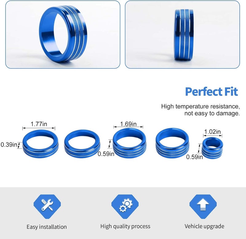 Jimen 5PCS Knob Cover Set for 2022+ Chevrolet Silverado - Blue - Image 3