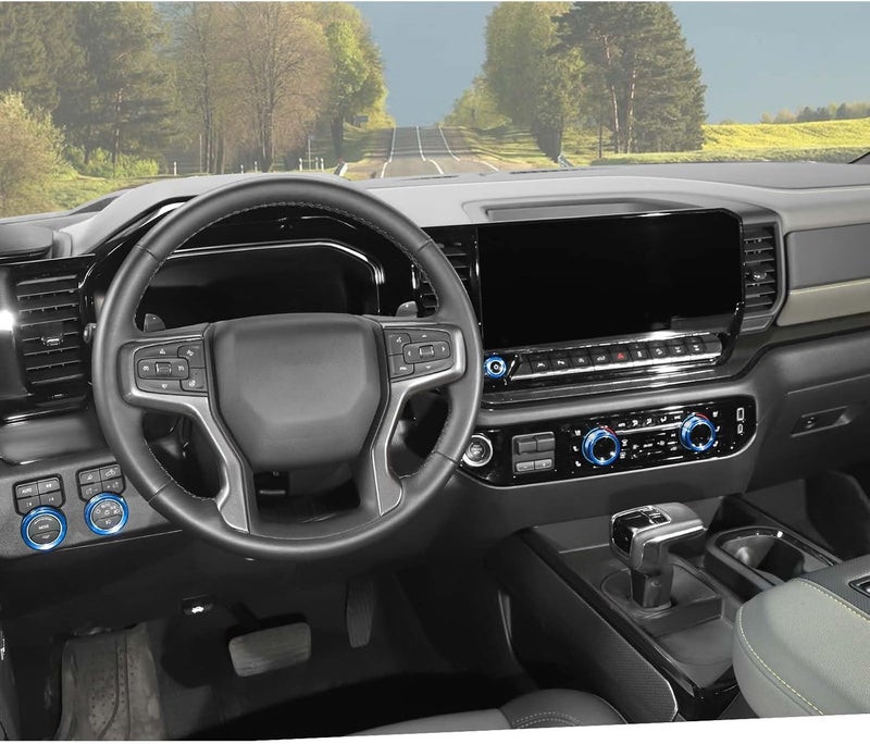 Jimen 5PCS Knob Cover Set for 2022+ Chevrolet Silverado - Blue - Image 5