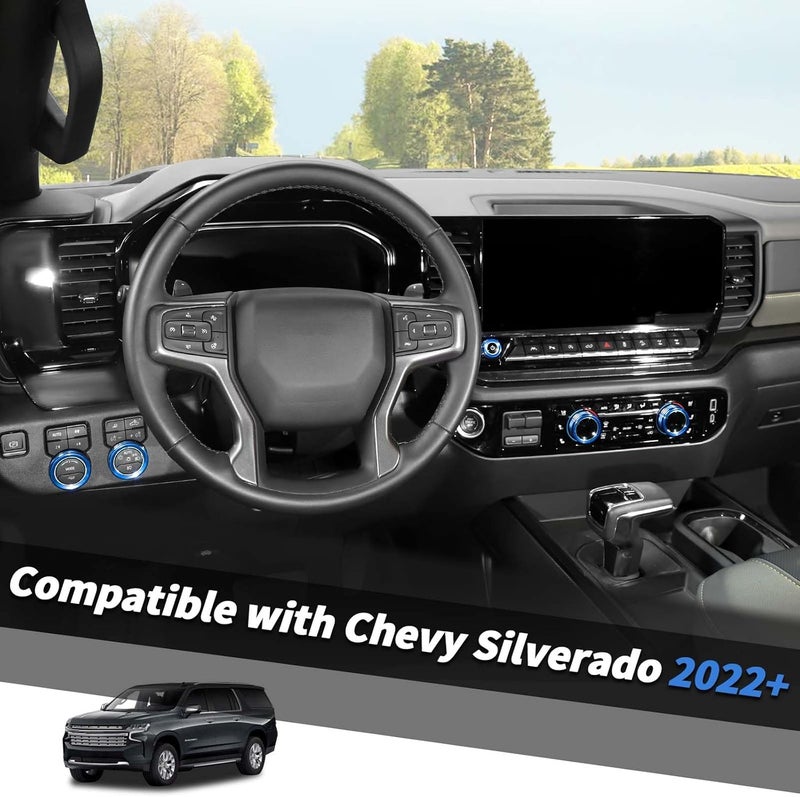 Jimen 5PCS Knob Cover Set for 2022+ Chevrolet Silverado - Blue - Image 2