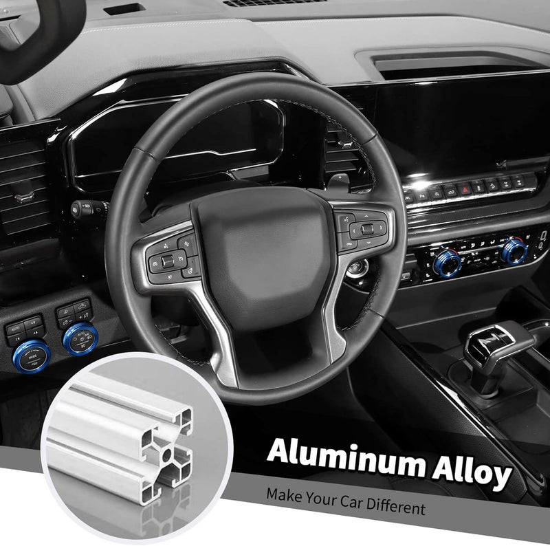 Jimen 5PCS Knob Cover Set for 2022+ Chevrolet Silverado - Blue - Image 4