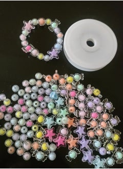 Generic 130pcs Acrylic Beads Flower Round Spacer Loose Beads Kits for Bracelet Keychain Jewelry Making Accessories  - Image 2