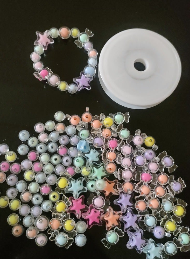 130pcs Acrylic Beads Flower Round Spacer Loose Beads Kits for Bracelet Keychain Jewelry Making Accessories - Image 2