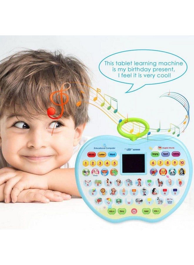VGRASSP Apple Shape Educational Mini Computer Laptop Toy for Kids LED Display and Fun Music for Learning Alphabets Numbers Words and Animals (Pink) - Image 2