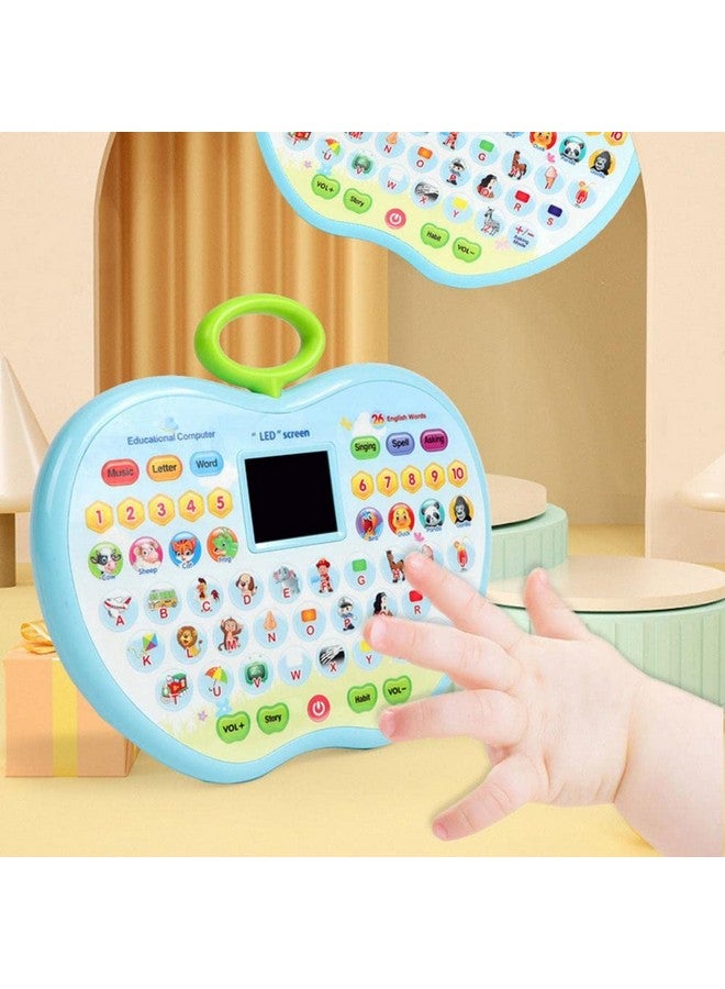VGRASSP Apple Shape Educational Mini Computer Laptop Toy for Kids LED Display and Fun Music for Learning Alphabets Numbers Words and Animals (Pink) - Image 4