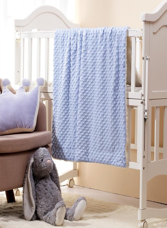 CREVENT 2Pcs 30''X40'' Cute Cozy Fluffy Warm Baby Blankets for Infants Toddlers' Bedding Crib Cot Stroller - Grey Cloud + Blue Sherpa - Image 3