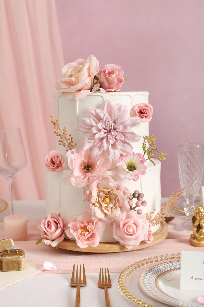 Koroni Flowers Artificial Flowers Combo Box Set Pink Flowers Silk Fake Roses with Stems for DIY Wedding Bouquets,Floral Arrangement,Table Centerpieces,Baby Shower, Home Decor - Image 4