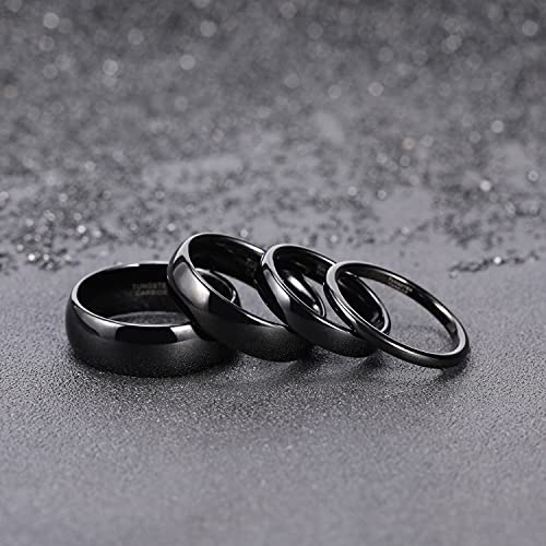 TRUMIUM 8mm Black Ring Band Tungsten Wedding Band for Men Women High Polished Dome Comfort Fit Size 11 - Image 4