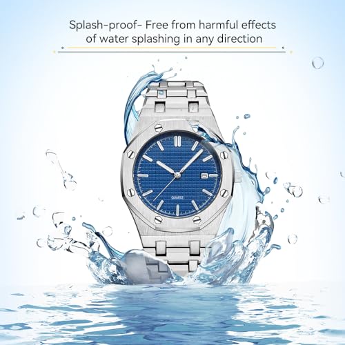 BARAMON Men's Watches, Royalty Stainless Steel Quartz Movement Date Male Clock Waterproof Luminous Hands Casual Business Wrist Watches for Men - Image 3