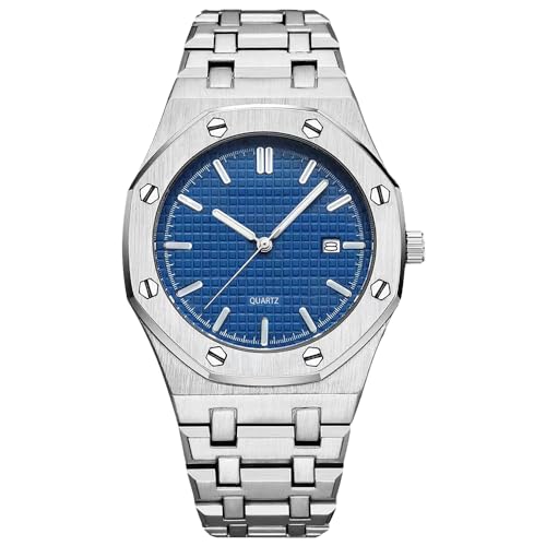 BARAMON Men's Watches, Royalty Stainless Steel Quartz Movement Date Male Clock Waterproof Luminous Hands Casual Business Wrist Watches for Men - Image 1