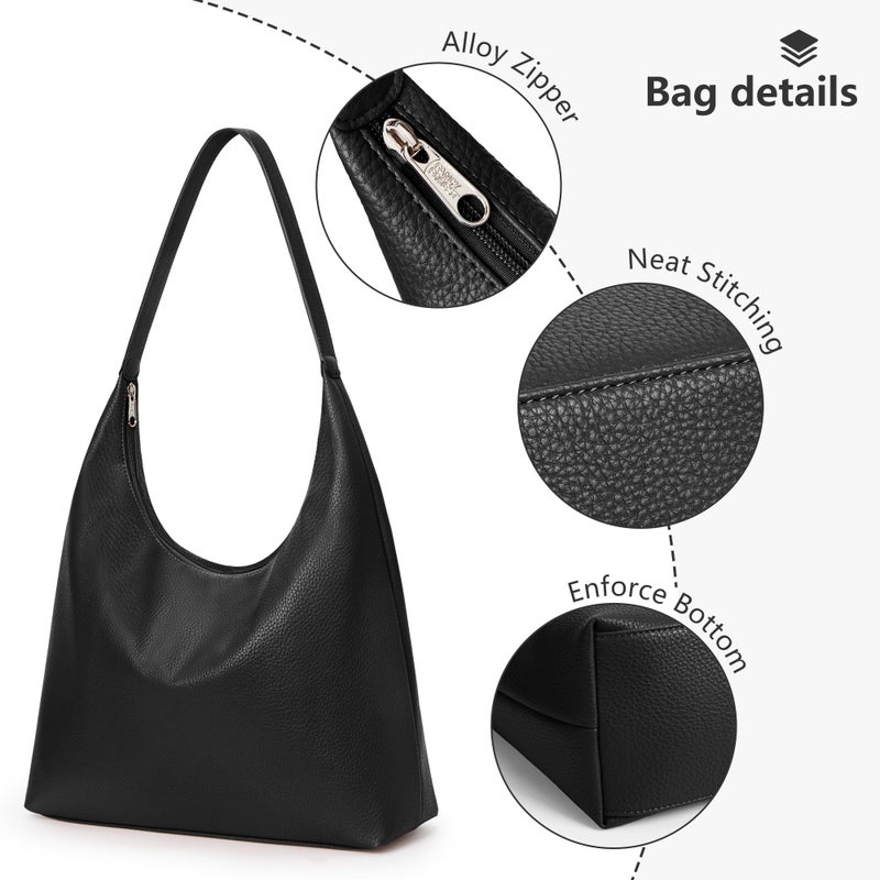 KALIDI Casual Tote Bag Vegan Leather Hobo Zipper Work Bag Weekender Shoulder for Women Shoulder Travel Purse - Image 4