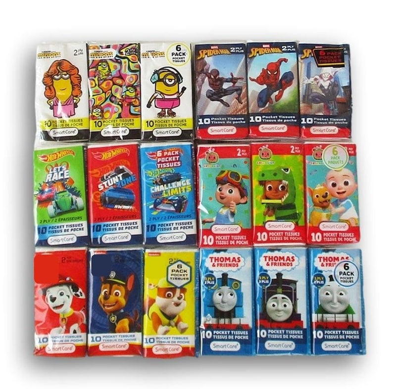 Minions Kids Pocket Facial Tissues Bundle - Despicable Me, Jurassic Park, Paw Patrol, Thomas & More- Travel Size -36 Packs - Image 3