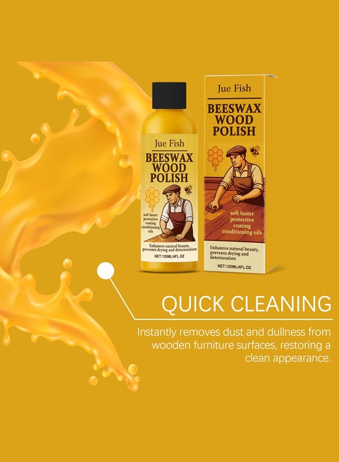 JUE FISH Beeswax Wood Polish & Conditioner, Feed-N-Wax, Beeswax Furniture Polish For Wood, Orange - Image 3